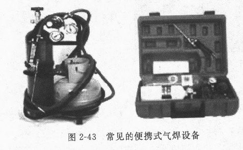 圖2—43 常見的便攜式氣焊設備
